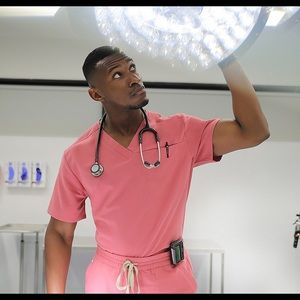 XS mens pink figs joggers scrubs.